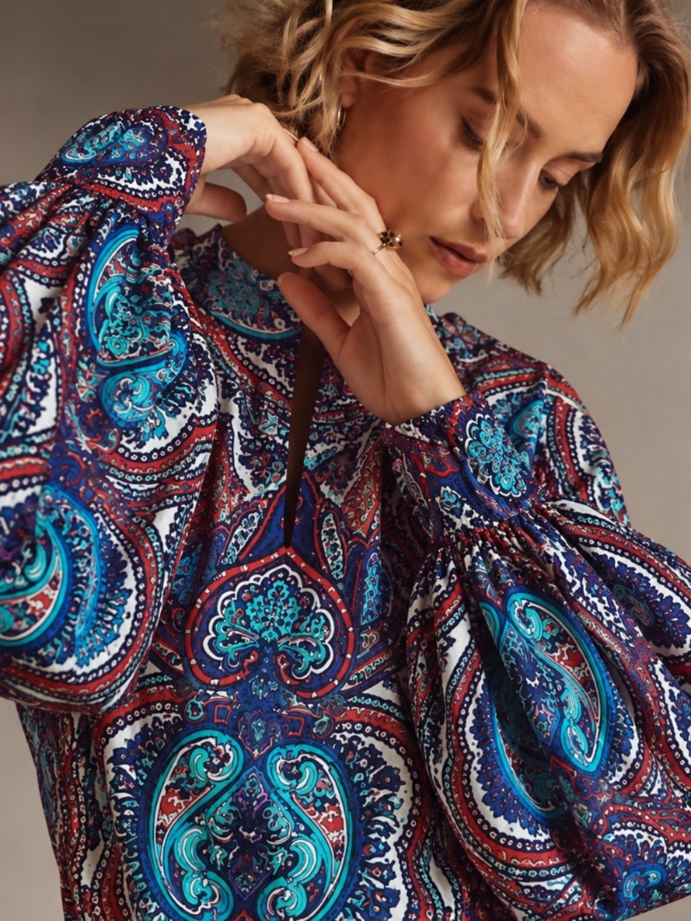 Talbots Vibrant Multicolor Paisley Long-Sleeve Blouse BNWT - Size M